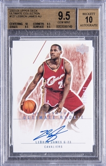 2003-04 "Ultimate Collection" #127 LeBron James Signed Rookie Card (#134/250) – BGS GEM MINT 9.5/BGS 10